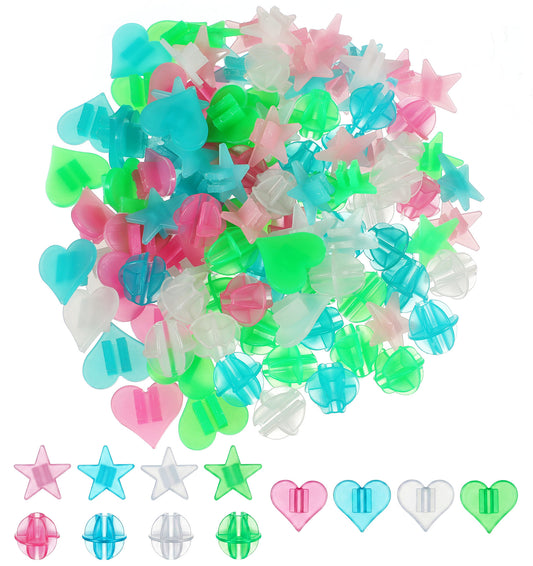 Thrymme 108 Pcs Bike Spokes, Bike Spoke Beads Glow in The Dark & Colorful Round Beads, Safe & Fun for Kids Bicycle (Beads, Stars, Hearts)