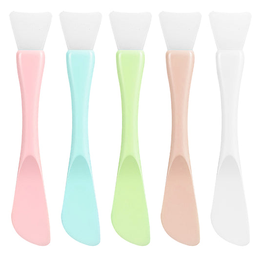 Guduling 5 Pcs Silicone Facial Mask Applicator,Face Mask Brush Applicator,Reusable Double-End Face Masks Brush Washable Beauty Spatula Tools for Hygienic Application of Clay, Cream & Gel Masks