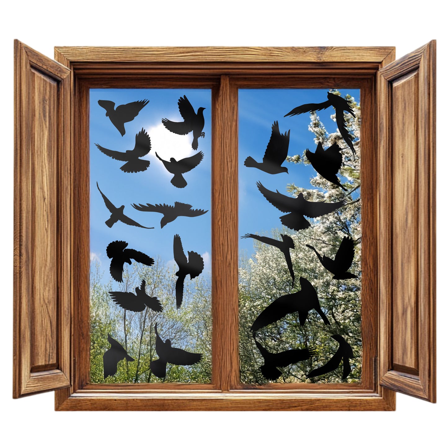 Classicseali 9 Sheets Anti Bird Strike Window Stickers, Black Window Stickers to Deter Birds, Birds Window Sticker for Preventing People and Bird Strikes on Shutter Glass Party Accessory