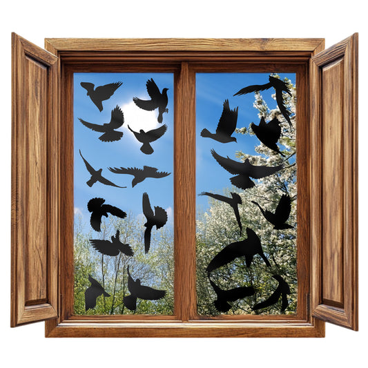 Classicseali 9 Sheets Anti Bird Strike Window Stickers, Black Window Stickers to Deter Birds, Birds Window Sticker for Preventing People and Bird Strikes on Shutter Glass Party Accessory
