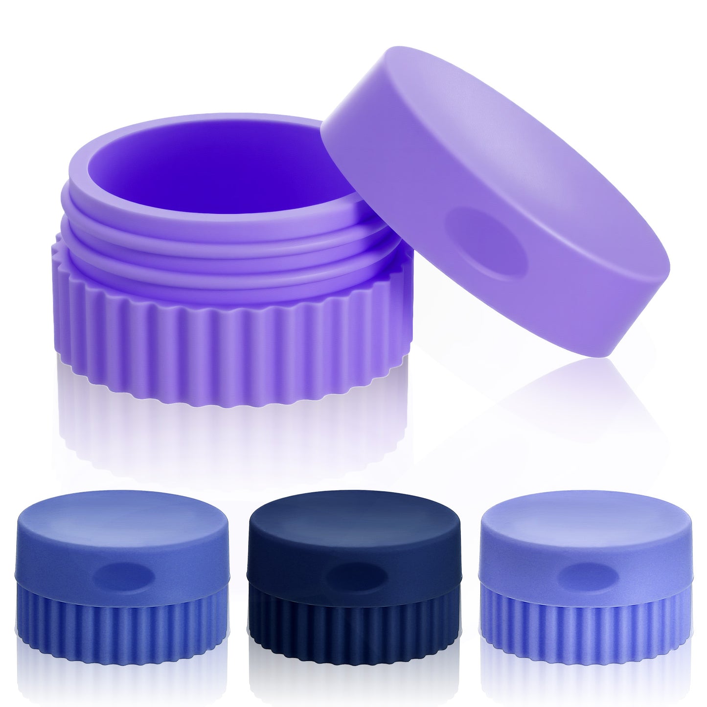 Guduling 4 Pcs Travel Pots,Silicone Cream Jar,Small Silicone Travel Containers,Travels Containers for Toiletries,with Lids,Leakproof Refillable Bottles for Cosmetic Body Skin Cream