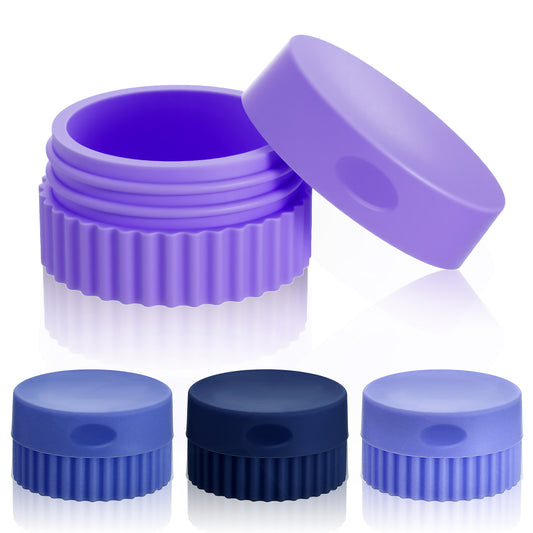 Guduling 4 Pcs Travel Pots,Silicone Cream Jar,Small Silicone Travel Containers,Travels Containers for Toiletries,with Lids,Leakproof Refillable Bottles for Cosmetic Body Skin Cream