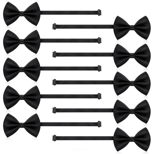 Elegaperma 10pcs Kids Black Bow Tie, Adjustable Boys Black Bow Tie