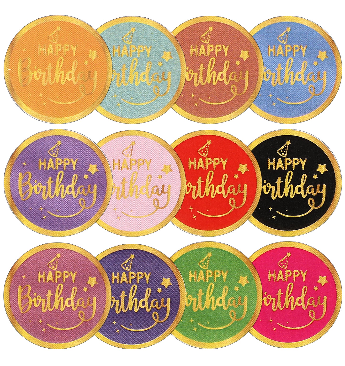 180Pcs Happy Birthday Sticker, 1 Inch Gold Foil Birthday Stickers for Cards, Self-Adhesive Labels for Envelopes, Gifts & Classroom, Kids & Adults