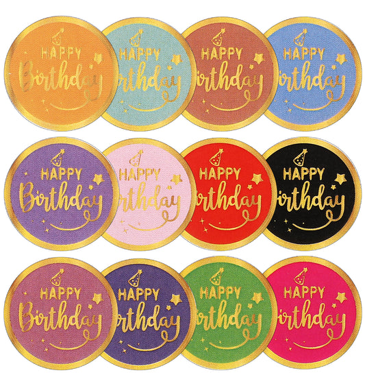 180Pcs Happy Birthday Sticker, 1 Inch Gold Foil Birthday Stickers for Cards, Self-Adhesive Labels for Envelopes, Gifts & Classroom, Kids & Adults