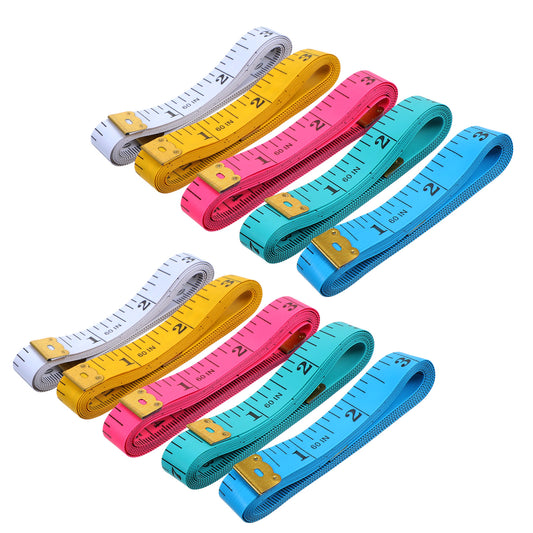 Guduling 10pack Tape Measure Clothing, Soft Measurement Tape For Clothes, Paper Tapes Measure, Tailor Tapes for Body Weight Loss Fabric Sewing 60in /150cm 5 Colors
