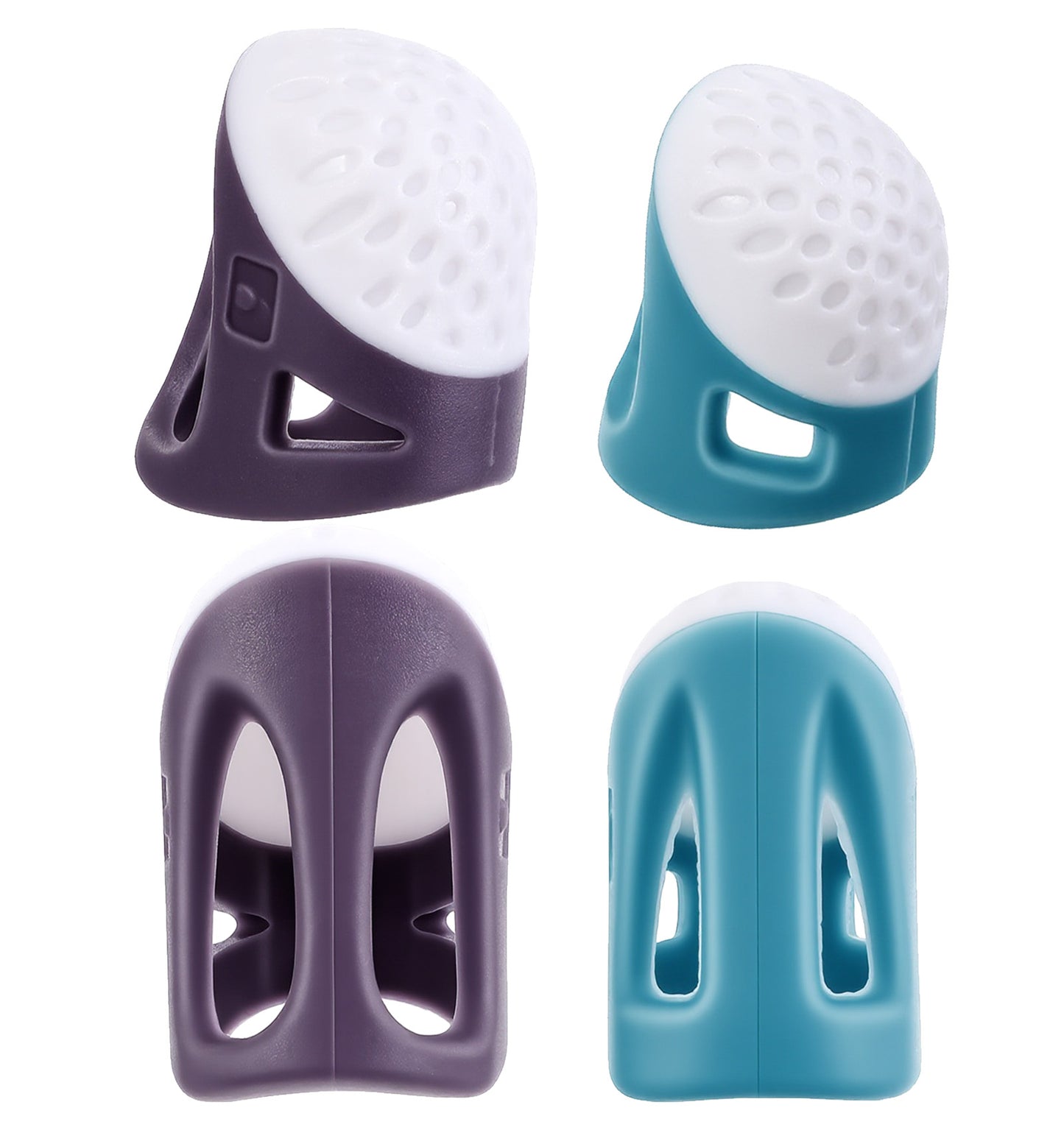 4PCS Thimbles for Hand Sewing, Silicone Thumb Protector for Quilting & Hand Embroidery, Soft Comfortable Fit Prevents Needle Pricks (Blue + Purple)