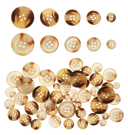 50 Pcs Brown Buttons, 4 Size Mix Buttons for Clothes, Coats & Sweaters