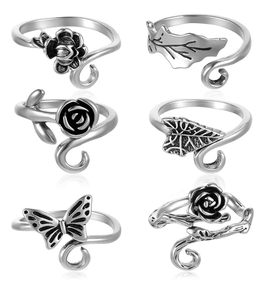 6PCS Yarn Tension Ring, Adjustable Crochet Ring for Finger, Comfortable Knitting Accessories for Yarn Control, Perfect Gift for Grandma & Craft Lovers