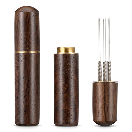 Elegaperma 2 Pcs Coffee Distribution Tool, 8 Needles Coffee Needle Distributor with Sandalwood Handle, 0.3mm Needle Diameter for Clump-Free Grounds (Dark Brown, 3.27 x 0.7 in)