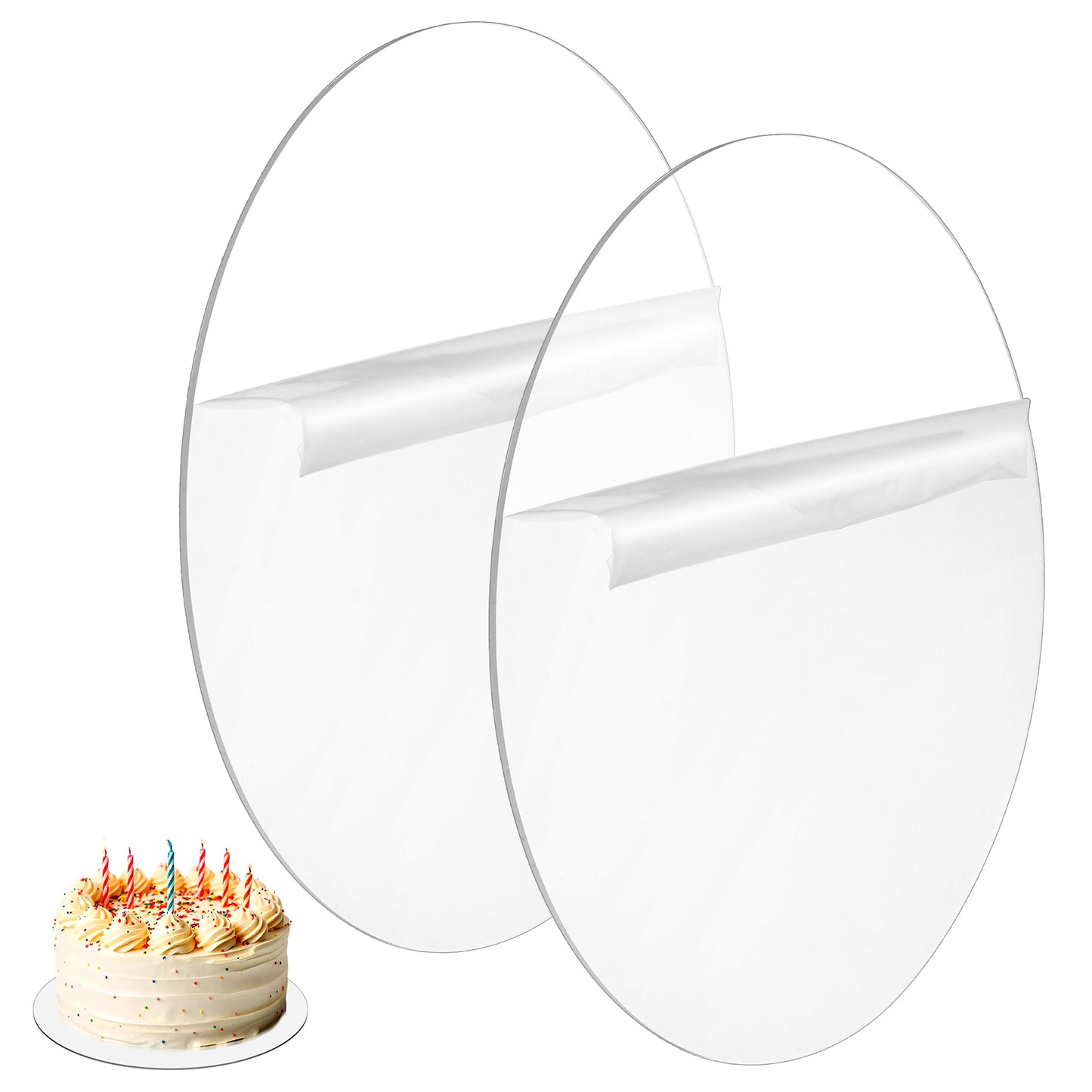 Elegaperma 2Pcs Acrylic Discs, 8 in Transparent Acrylic Circle Blanks for Cake Decorating, Professional Acrylics Circles for Buttercream, Ganache, Baking, Display Stand