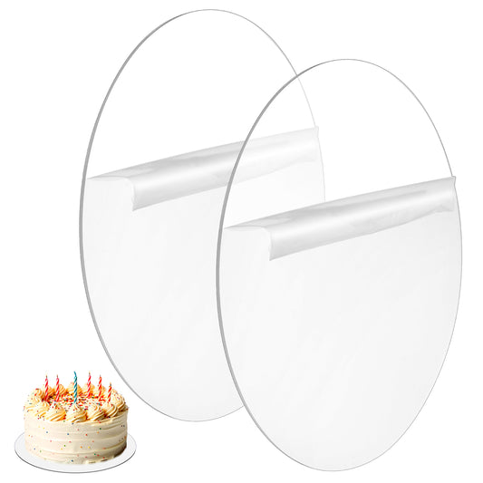 Elegaperma 2Pcs Acrylic Discs, 8 in Transparent Acrylic Circle Blanks for Cake Decorating, Professional Acrylics Circles for Buttercream, Ganache, Baking, Display Stand