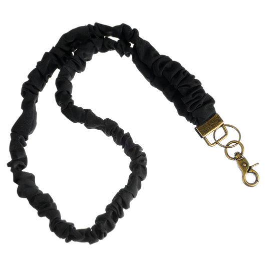 Elegaperma 2Pcs Scrunchie Lanyards, Black Elastic Polyester Retractable Scrunch Lanyard Teacher, Stretchy Stretchy Teacher Lanyard with Zinc Alloy Clip for Keys, ID Badges, Schools, Offices, Hospitals