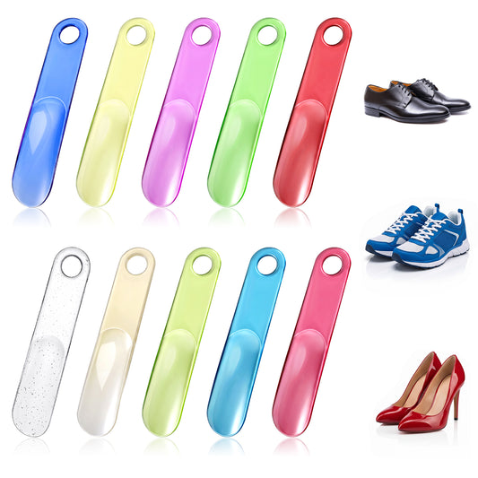 Classicseali 10 Pcs Shoe Horns, 7.48 Inch Shoes Horn Plastic for Men & Women, Portable Shoe Horn Plastic for Boots, Heels, Sneakers & Travel Use,Multicolor