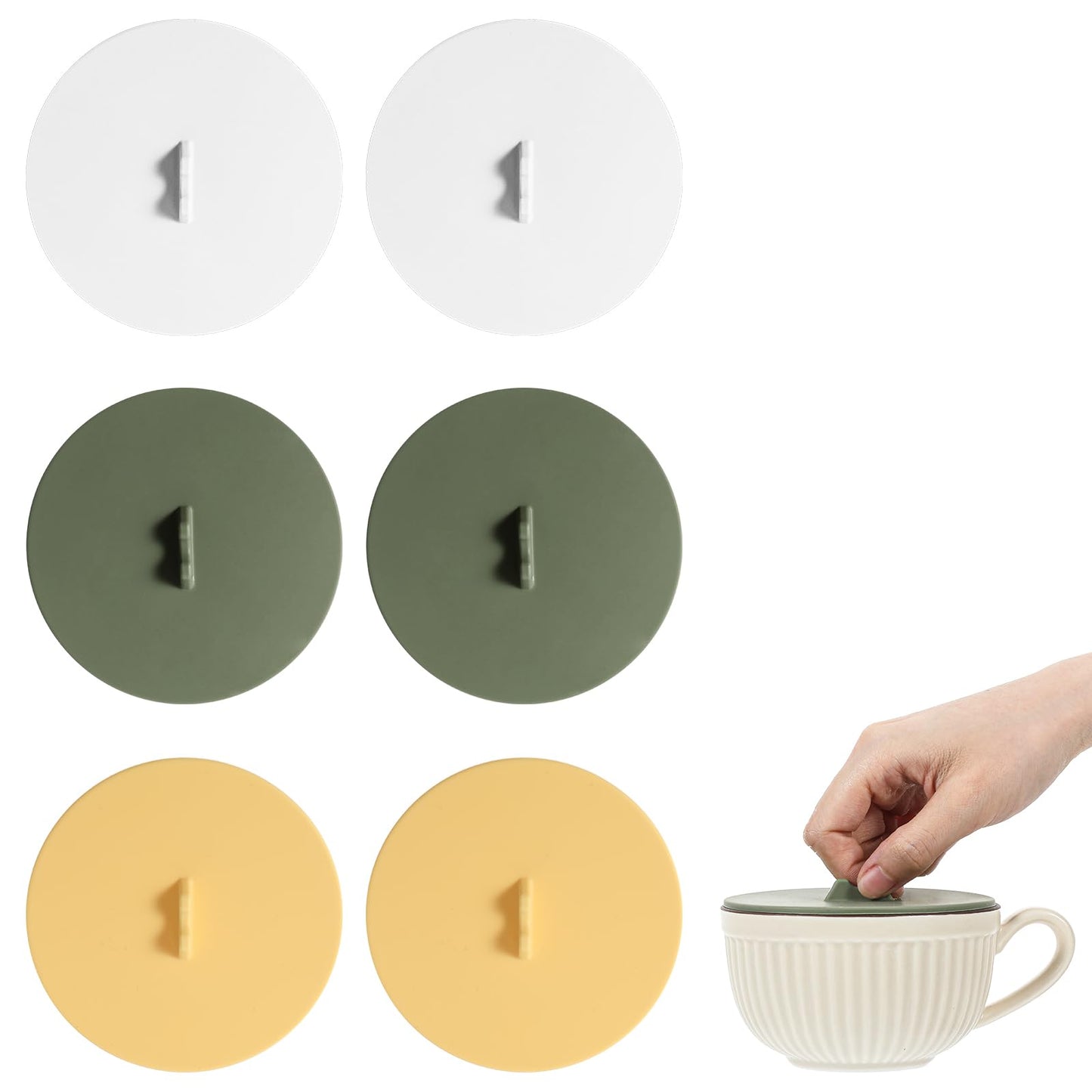 Guduling Pack of 6 Silicone Lids for Glasses, 10 cm Silicone Lids for Cups, Reusable Dustproof Silicone Covers, Silicone Lids Stretchy for Safety, Cups, Tea Cups, Coffee Cups