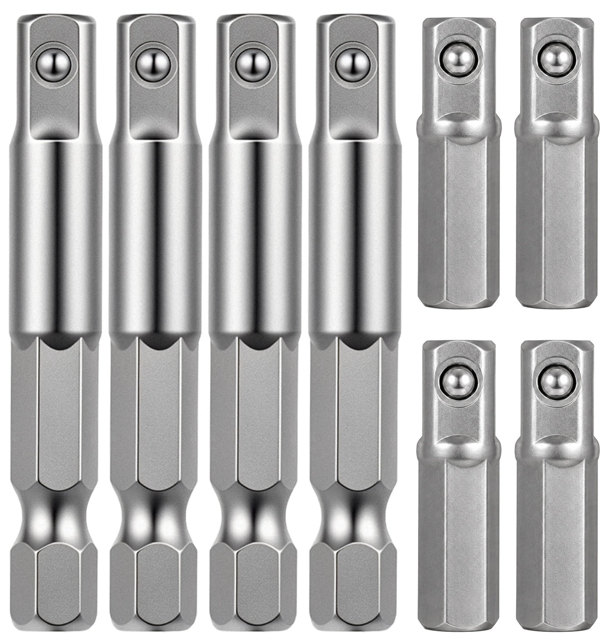 8 Pack 1/4 Hex to 1/4 Socket Adapter, Square Drill Bit