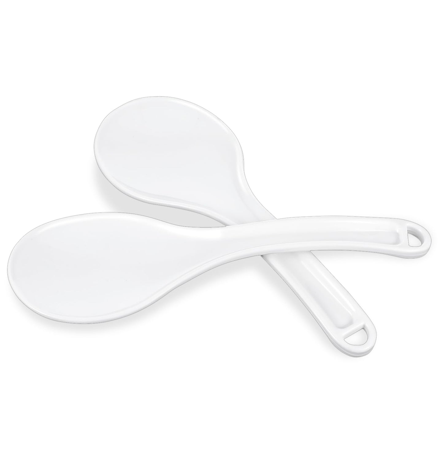 2Pcs Rice Spoon, 7.87 Inch Plastic Non-Stick Rice Cooker Serving Spoon, Scoop Spatula Kitchen Utensil for Serving-Rice, White Easy to Clean
