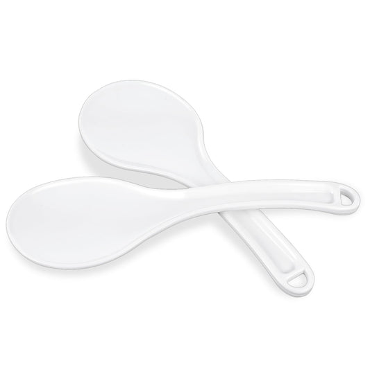 2Pcs Rice Spoon, 7.87 Inch Plastic Non-Stick Rice Cooker Serving Spoon, Scoop Spatula Kitchen Utensil for Serving-Rice, White Easy to Clean