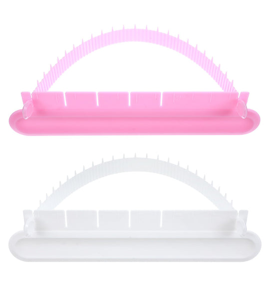 Cake Arch Guide Tool, 2Pcs Curved Ruler Decorative Marking Divider, Baking Aid for Fondant Icing Decorating Measuring Beginners (White and Pink)