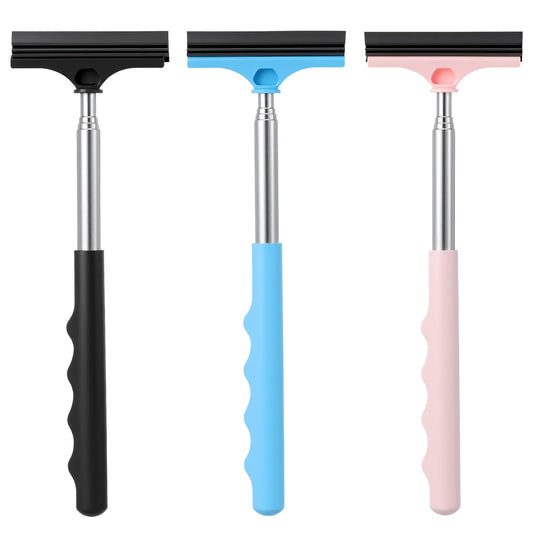 Guduling 3 Pcs Car Mirror Squeegee,Retractable Side Mirror Squeegee, Portable Car Rearview Mirrors Wiper,Side Mirrors Squeegees for Cars Universal Cars Accessories(Blue, Black, Pink)