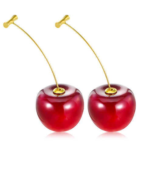 Cherry Earrings, for Women 3D Red Fruit Dangle Earrings, Cute Drop Charm Jewelry Gift for Women