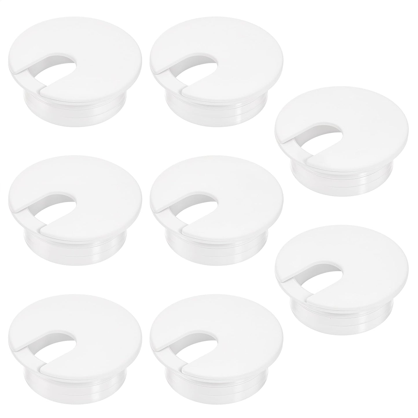 Classicseali Pack of 8 Desk Cable Grommets, Cable Grommet, White Plastic, Round, Cable Outlet for Table, Office, Desks, Office Worktops, Cable Feed-Through Table, 38 mm