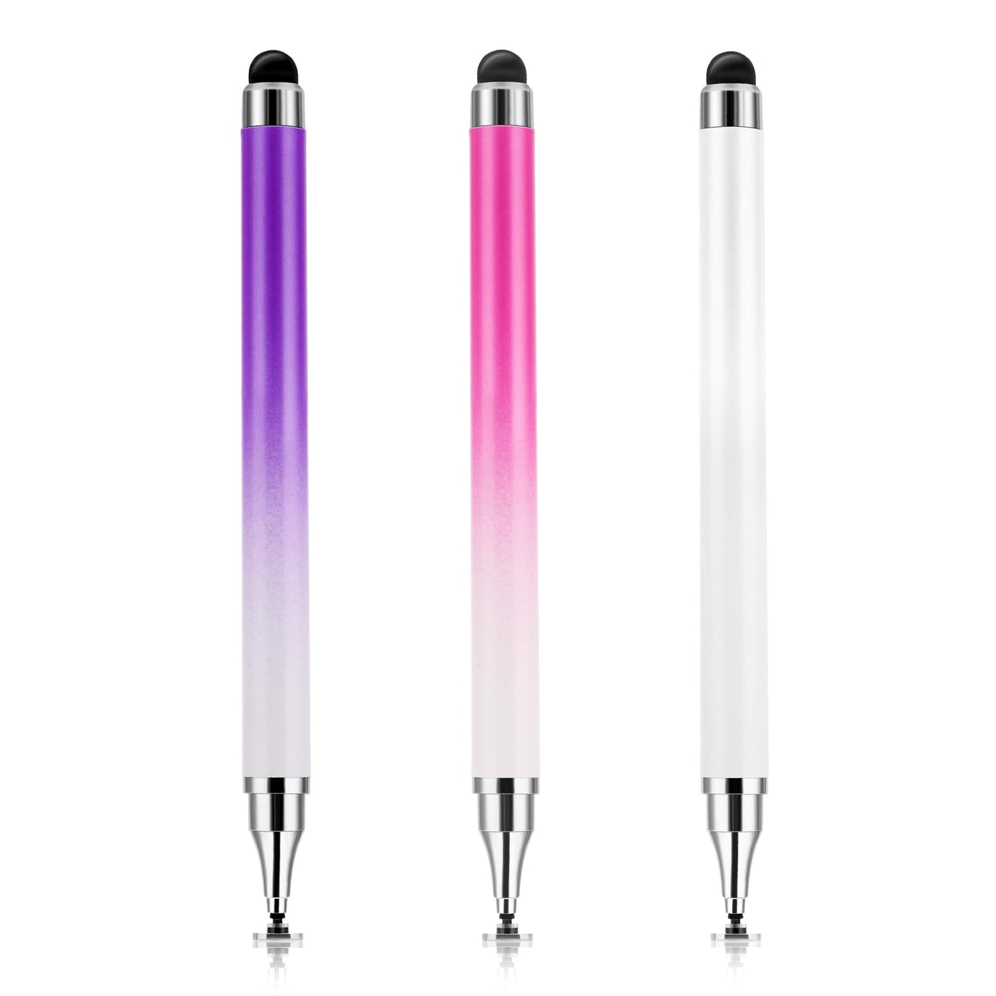 Oruola 3Pcs Touch Screen Pen,2-in-1 Stylus Pen for Touch Screen,Phone Stylus,Tablet Pens for Touch Screen Suitable for Phone Android Tablets, Compatible with All Touch Screens(White Purple Pink)