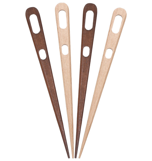 Nalbinding Needle, 4 Pcs Beech Wood Nalbinding Weaving Needle, Double-Eyed Large Yarn Needle for Crochet, Knotless Knitting and Fiber Art Projects