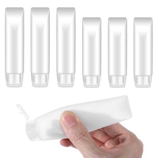 guduling 6pcs Clear Travel Bottles for Toiletries, 30 & 50ml Empty Squeeze Bottle, Refillable Travel Bottles, Leak Proof Travel Size Bottle for Toiletries, Makeup, Shampoo