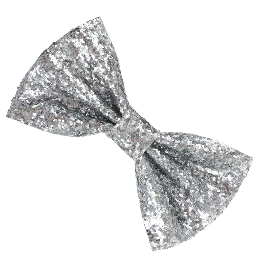 FRCTLNKG Silver Bow Tie, Glitter Bow Tie Lining Shiny Rhinestone