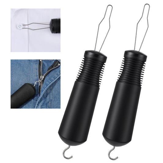 Elegaperma 2pcs Button Hook, Black Button Hook Helper, One Hand Buttons Fastener Tool for Shirts, Easy-Grip Arthritis Aids Patients Handicapped Elderly People Seniors
