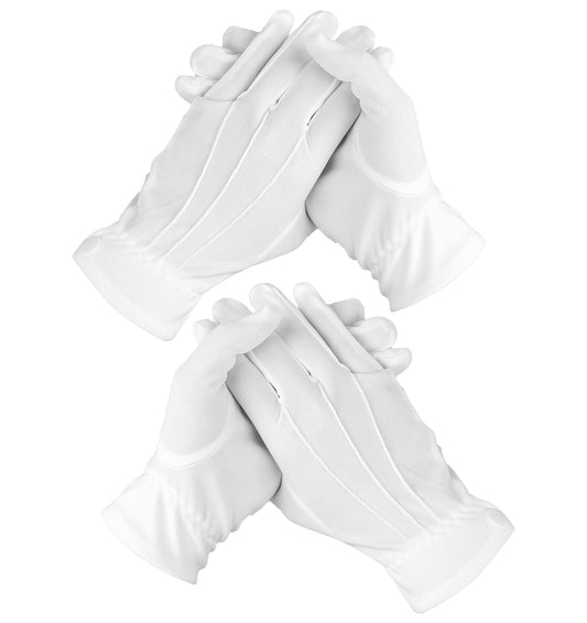 2 Pairs White Gloves Men, Formal White Gloves for Handling Wedding Dress