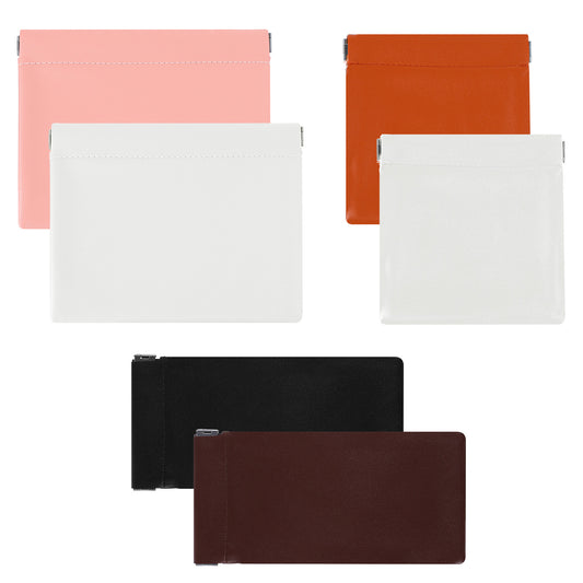 Elegaperma 6Pcs Mini Travel Jewellery Bag, PU Leather Snap Closure Pouches for Handbags, Multicolor Small Pouch with Zip for Makeup, Jewelry, Cash, Travel Essentials, Gift Ideas