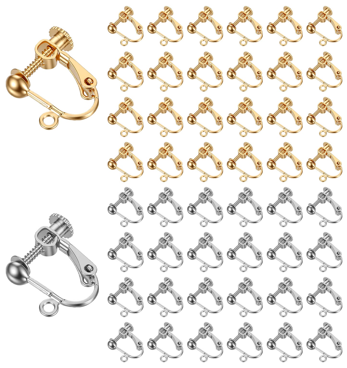 48 Pcs Clip on Earring Converter, Earring Clips Silver & Gold