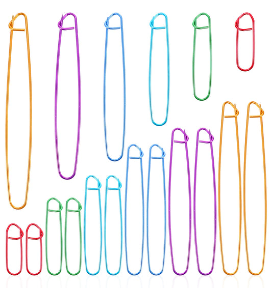 18 Pcs Knitting Stitch Holders, Aluminum Stitch Holders with 6 Sizes (2.4-7.9 in) for Sweaters Gloves Crochet DIY Projects