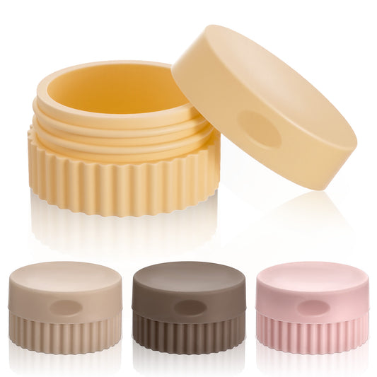Guduling 4 Pcs Travel Pots,Silicone Travel Jars,Silicone Cream Jar,Small Silicones Travels Containers,Travels Containers for Cosmetic Body Skin Cream(4 Colors)