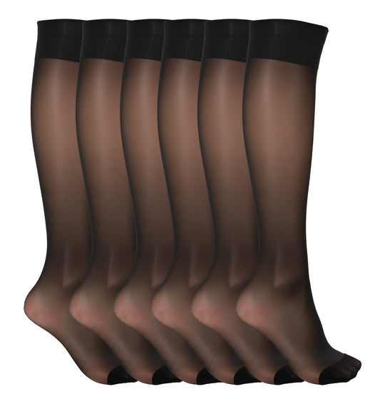 Thrymme 3 Pairs Pop Socks Women Knee High, 20D Black Sheer Knee High Tights, Soft Elastic Knee-Length Nylon Socks for Women Black Stockings, Comfortable & Stylish