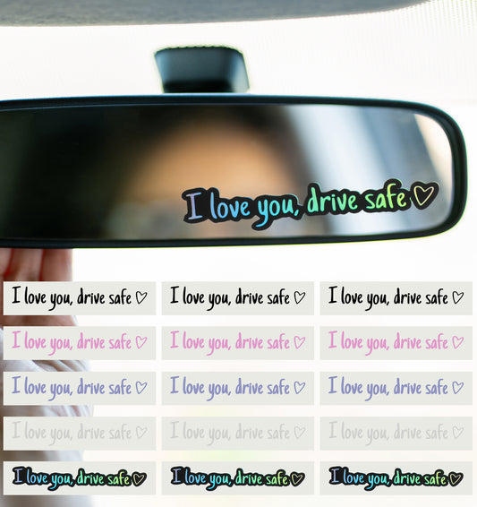 15PCS I Love You Drive Safe Mirror Sticker, I Love You Drive Safe Car Window & Rearview Mirror Decal to Show Your Loves, Waterproof & Reusable