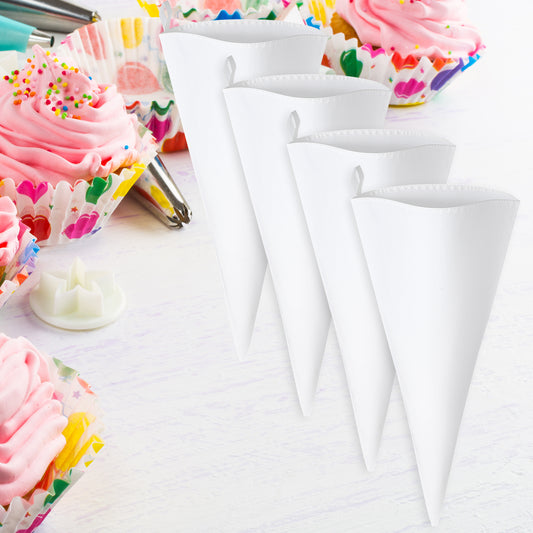 Classicseali 4PCS Piping Bags Reusable,Cotton 18 Inch Piping Bags, Hanging Cake Piping Bags, Used to Decorate Various Cake Cookies, Cream Puff, Ice Cream, Donut Filling, White