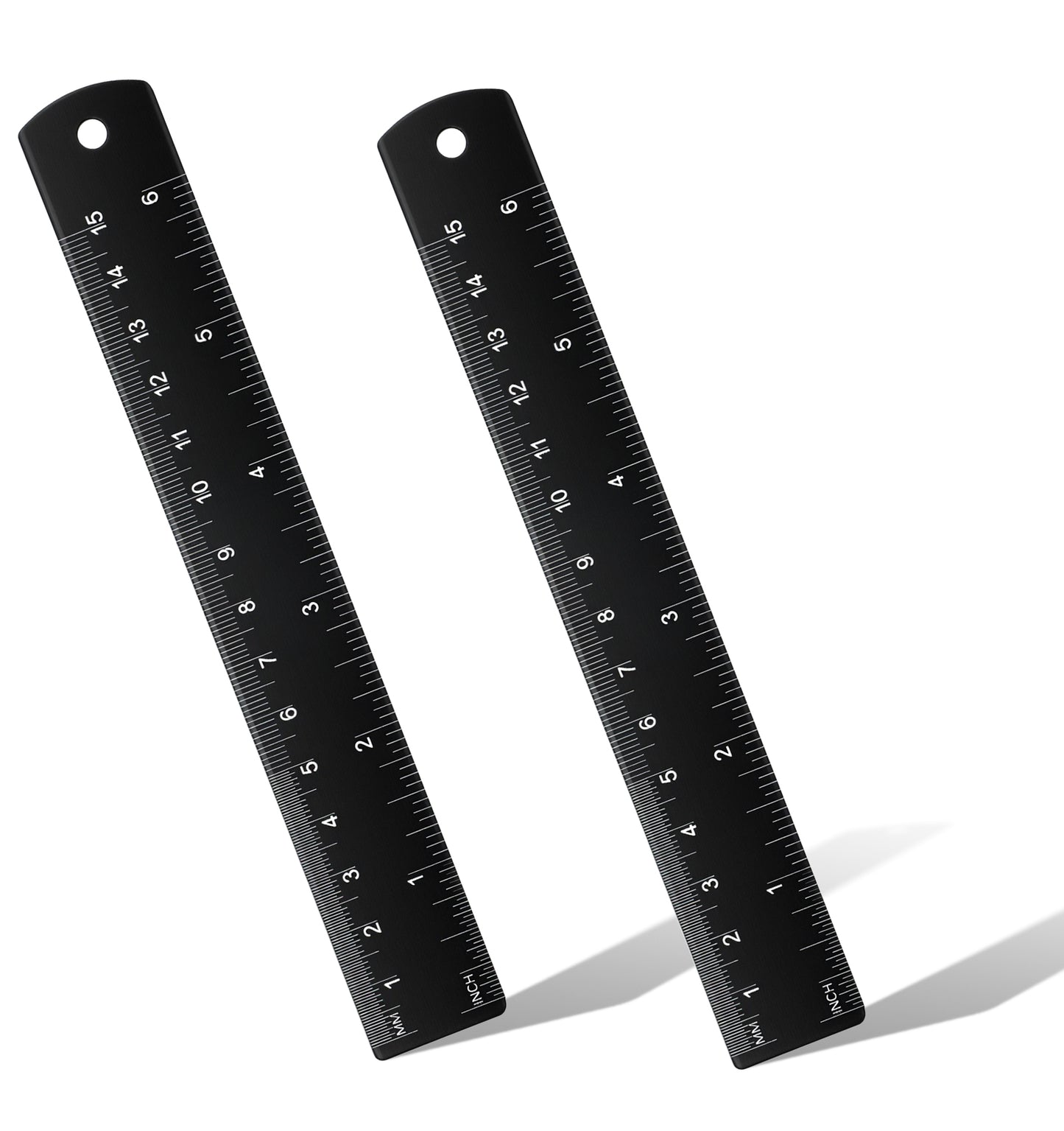 Metal Ruler Shatterproof, 2 Pack Metal Ruler 15cm Dual Scale Metric & Imperial Straight Edge Measuring Tool School Office Engineering Drafting Machining Crafts Geometry Precise for Students