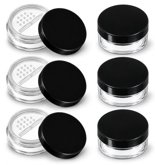 6 Pcs Travel Pots, Powder Container 10ml/0.34oz Black
