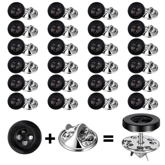 Elegaperma 24 PCS No Sew Buttons, Black Modesty Pins for Quick Fix, Snap Fasteners Jean Buttons as Alternative to Traditional Buttons