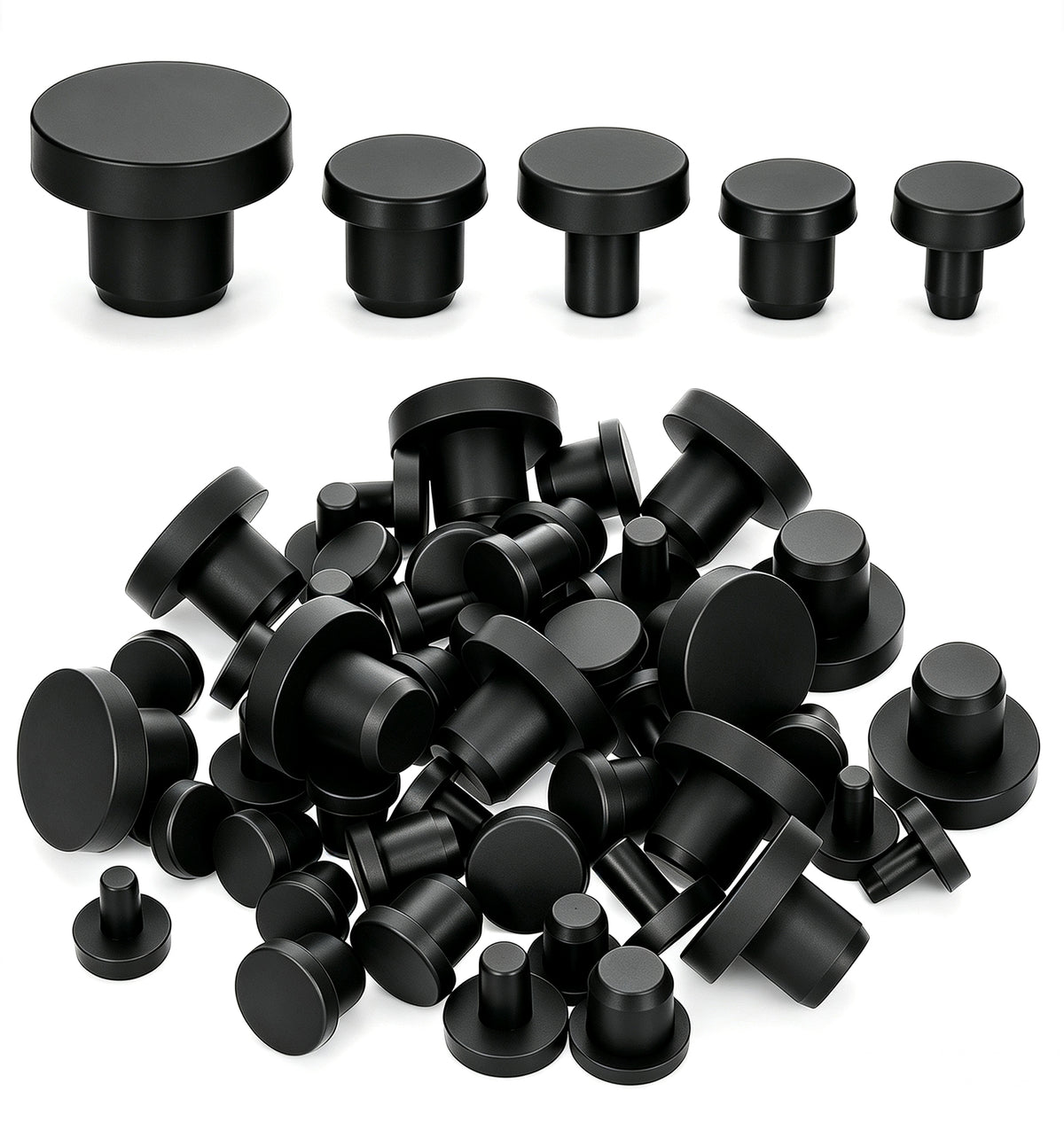 50 Pcs Rubber Bungs for Holes, Rubber Plugs for Holes, 1/8" 5/16" 3/8"