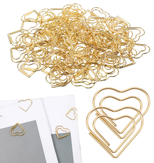 Heart Shaped Paper Clips, 100Pcs Wedding Paper Clips for Documents, Notes, Journals, DIY Decorations, Gift Boxes, Sticky Notes, Photos, Envelopes, Fixed Dried Flowers