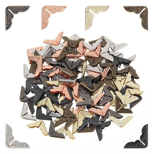 Oruola 120 Pcs Book Corner Protector,6 Colors Retro Book Corner Protectors,Iron Corner Guard Edge Decorative for Scrapbook Photo Album Notebook Cover Menus Folder