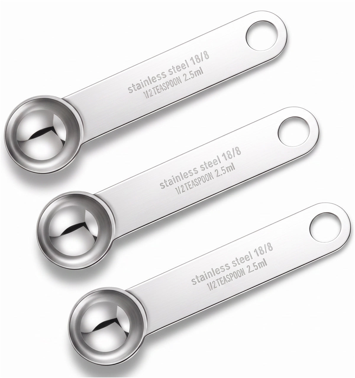 3 Pcs 1/2 Teaspoon Measure, Stainless Steel Teaspoon Measuring Spoons Set
