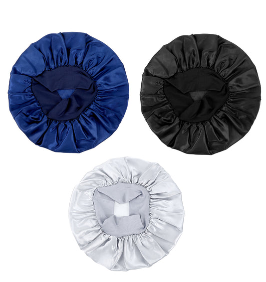 3 Pcs Bonnets for Men Set, Satin Silk Mens Bonnet Anti-Frizz for Sleeping