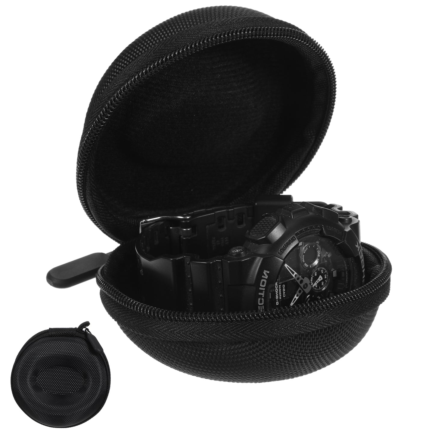 oruola 2pcs Travel Watch Case Black,Portable Round Watch Pouch,Watches Travel Cases with Sponge for Men & Womenwith Zipper for Most Smart Watches and Wristwatches up to 50mm