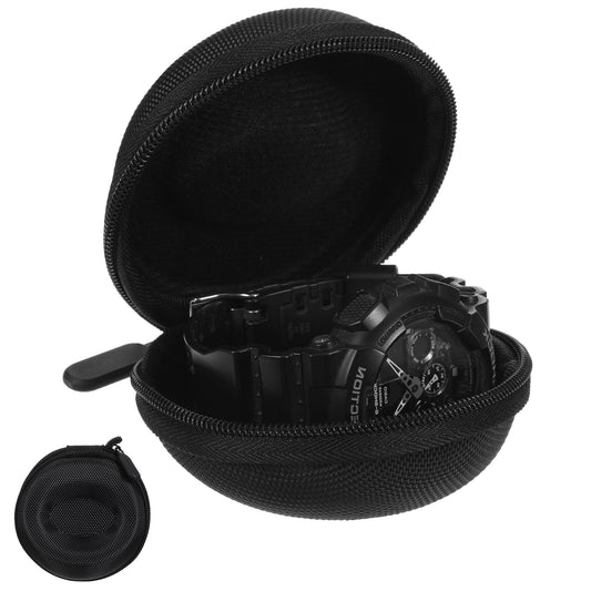 oruola 2pcs Travel Watch Case Black,Portable Round Watch Pouch,Watches Travel Cases with Sponge for Men & Womenwith Zipper for Most Smart Watches and Wristwatches up to 50mm