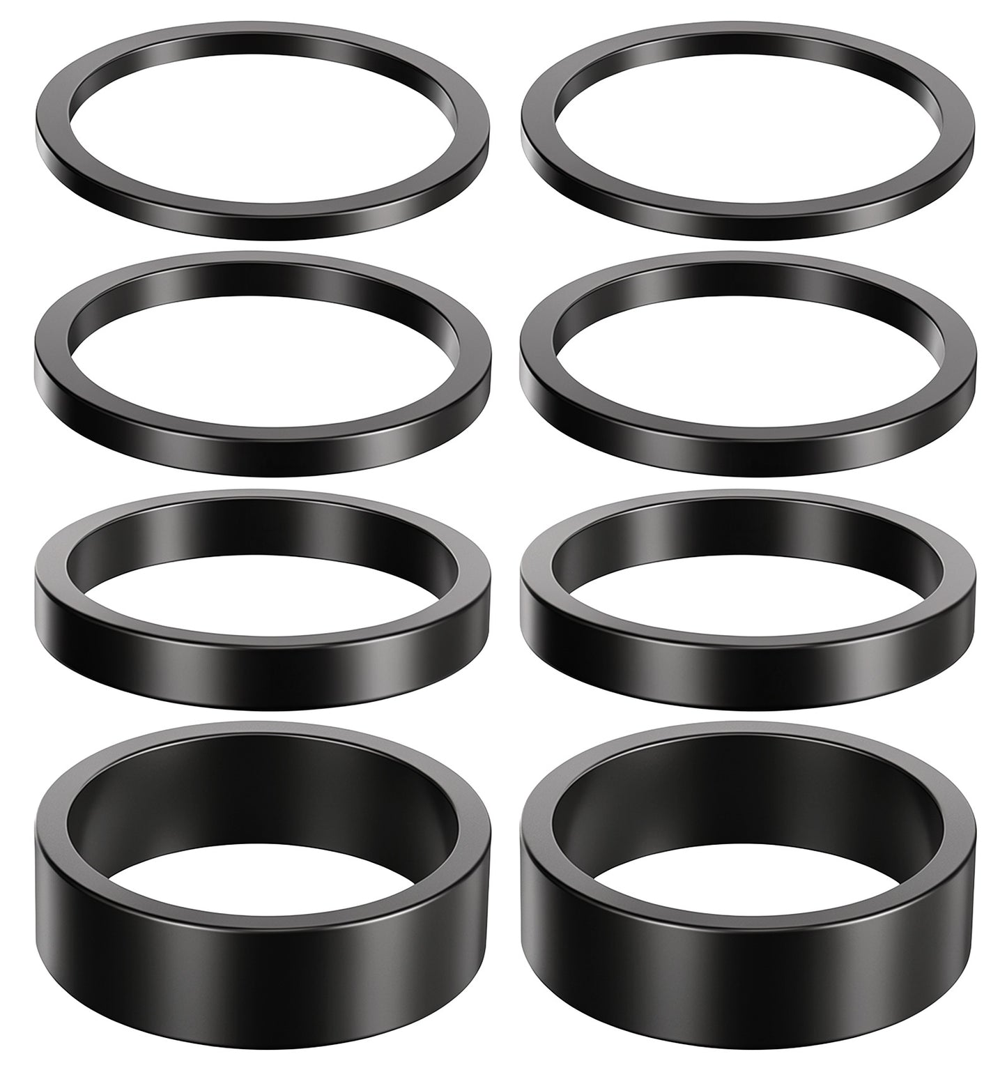 ValueBargain 12 PCS Bike Stem Spacers, Aluminum Alloy Headset Spacers Set for 1 1/8-Inch Stem, 4 Sizes (2mm, 3mm, 5mm, 10mm) Black, Lightweight & Durable